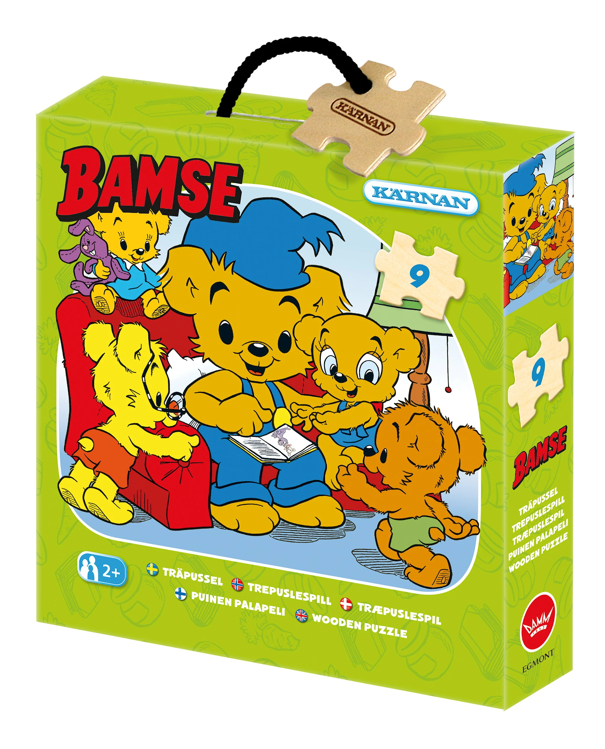 Produktbilde for Trepuslespill Bamse leser 9 brikker, Kärnan