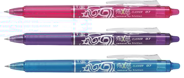 Bläckpenna Frixion Clicker 3-p Rosa/Blå/Violett, Pilot