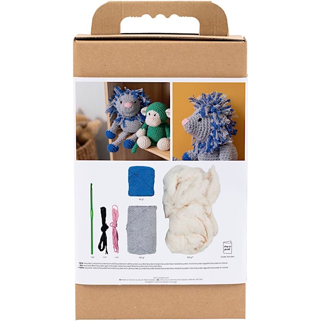 Produktbilde 2 for DIY Kit Amigurumi, Løve, marineblå, lys grå, 1 pk.