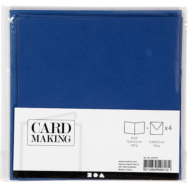 Produktbild 2 för Kort och Kuvert Blå 15,2x15,2 cm 4-pack