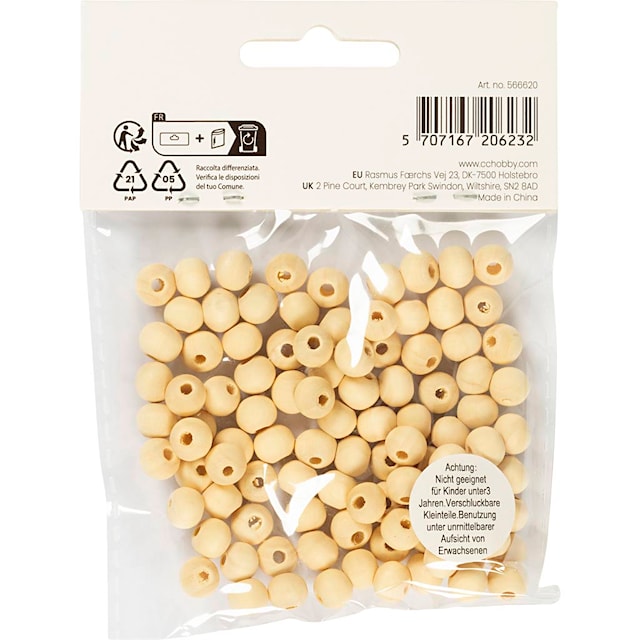 Produktbilde 4 for Treperle, dia. 8 mm, hullstr. 2 mm, 100 stk./ 1 pk.