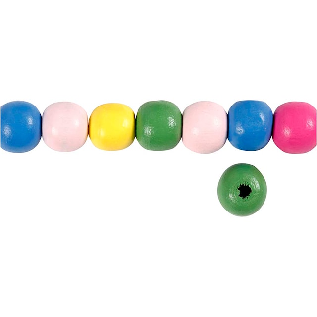 Produktbild 3 för Träpärlor olika färger 10 mm Mix 22 g