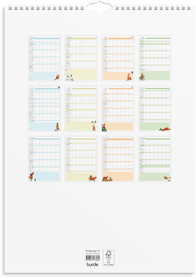 Produktbild 3 för Familjekalender 2026 A3 Mamma Mu Burde