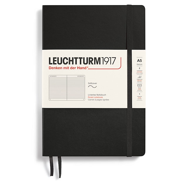 Produktbild 1 för Anteckningsbok A5 Soft Linjerad Black Leuchtturm1917