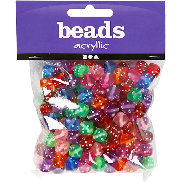 Produktbilde 2 for Terningperler, str. 7x7 mm, hullstr. 1,5 mm, 105 g, 125 ml/ 1 pk.