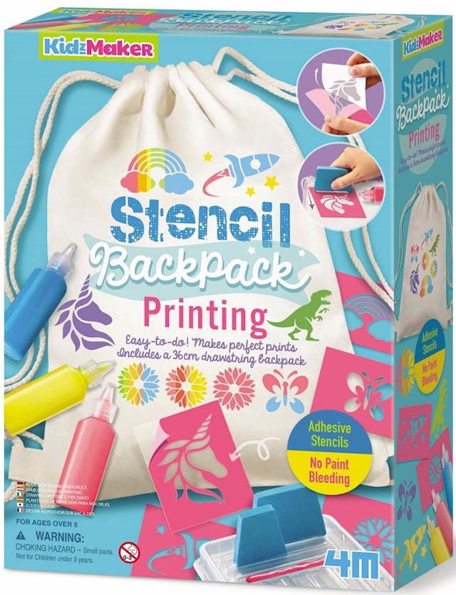 Tuotekuva 2 - Askartelusetti Tekstiilipainatus Stencil Backpack Printing 4M