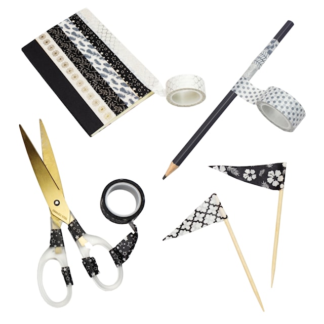 Tuotekuva 4 - Washi-teippi 10 kpl musta, valkoinen ja metalli Sense