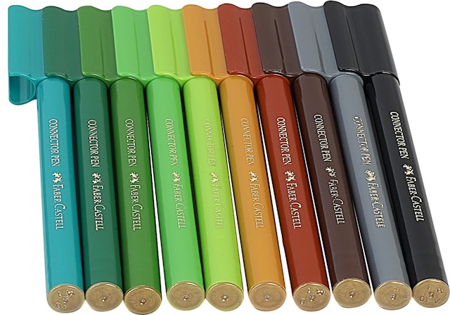 Produktbild 4 för Tuschpennor Connector Dinosaurie i metallställ 20-pack Faber-Castell