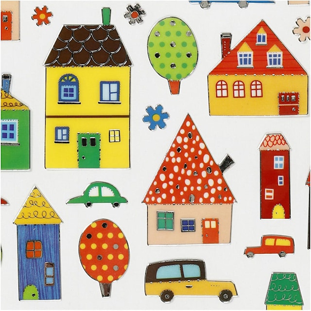Produktbild 3 för Klistermärken stad med hus 15x16,5 cm 1 ark