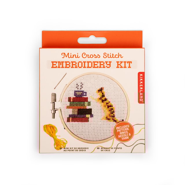 Produktbilde 3 for Broderikit Mini Kryss-sting Katt og Bok Kikkerland