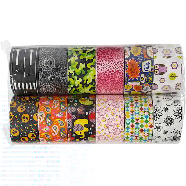 Produktbild 3 för Gaffatejp mixade mönster 48 mm 5 m 12-pack