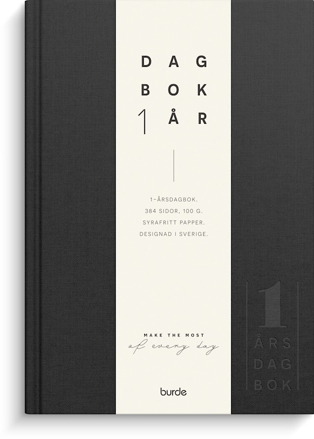 Tuotekuva 3 - 1-vuotispäiväkirja Pellavatekstiili Musta, Burde