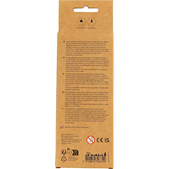 Tuotekuva 3 - Tekstiilitussit, paksuus 2,3+3,6 mm, musta, 6 kpl/ 1 pkt