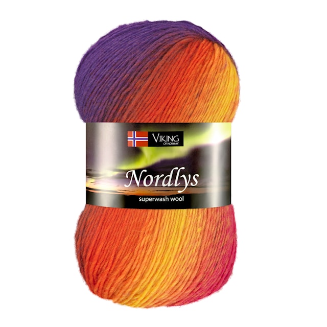 Produktbild 1 för Nordlys Garn Ullmix 100 g Multi gul/cerise 941 Viking Garn