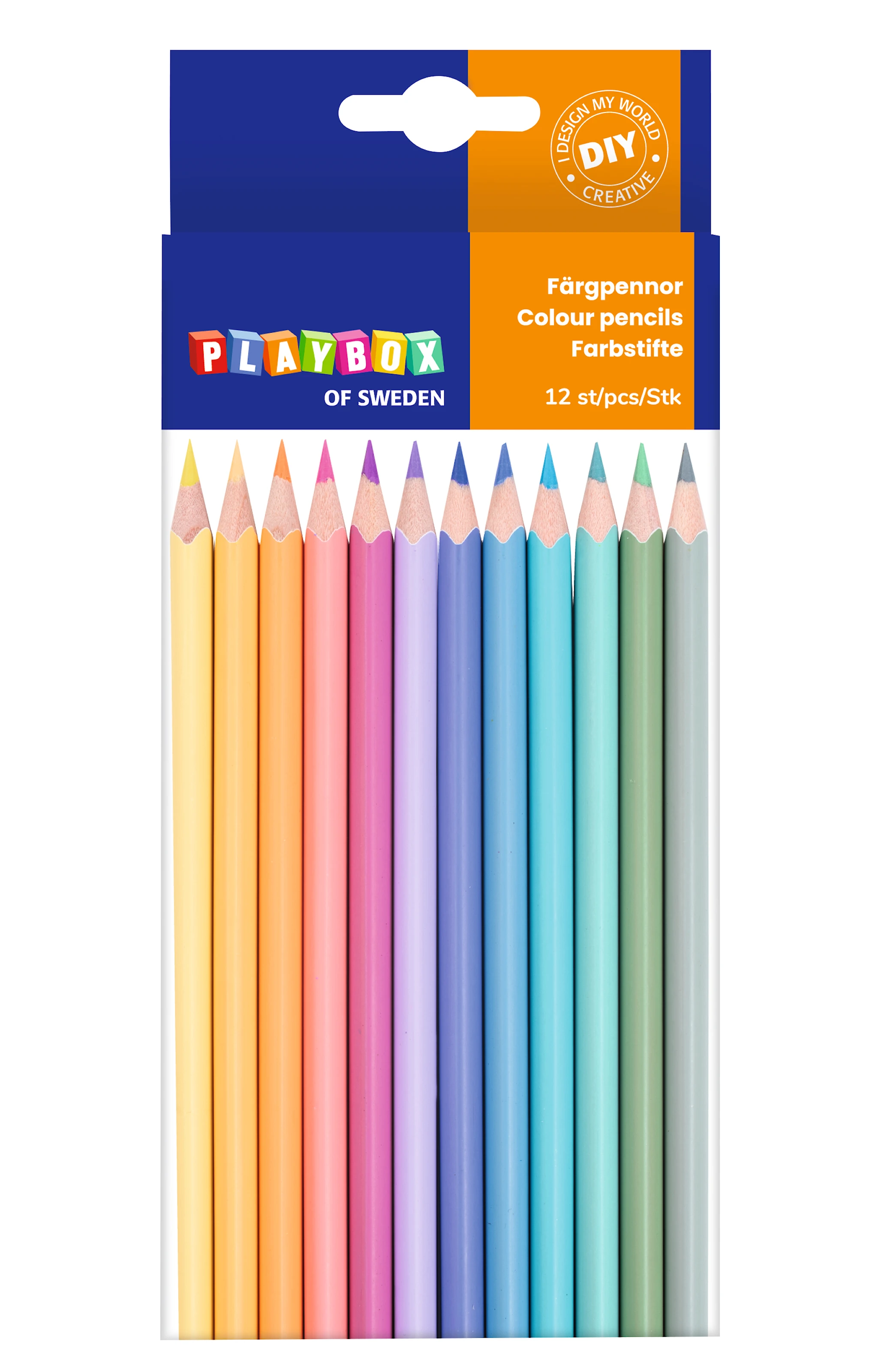 Produktbild för Pastellfärgpennor Trekantiga 12 st Playbox