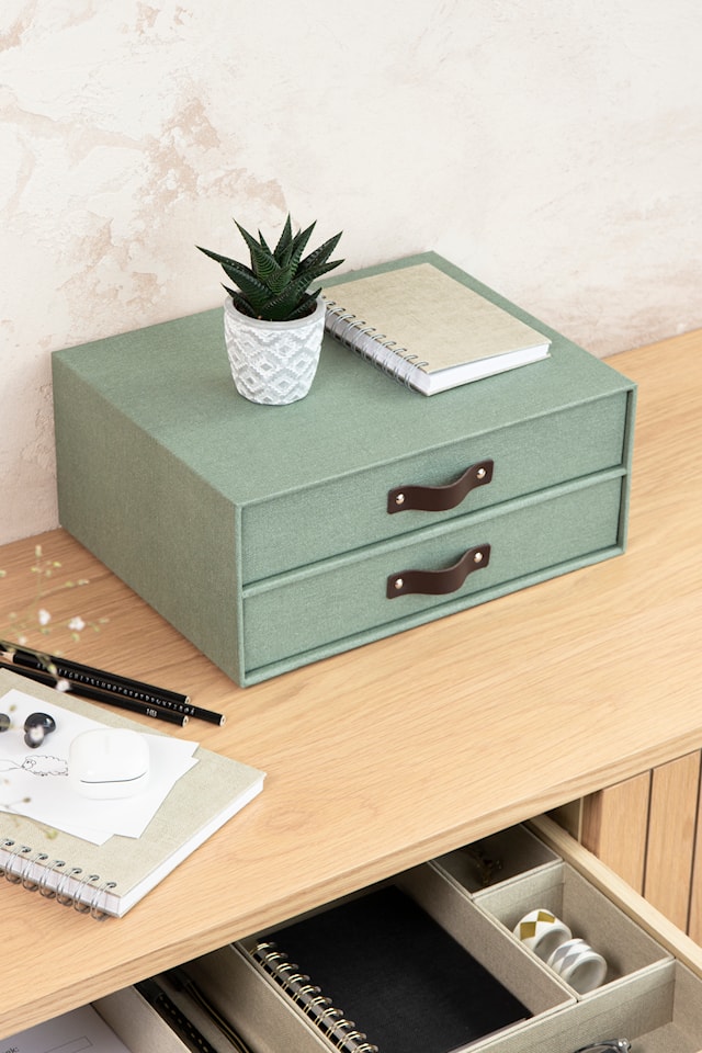 Produktbilde 5 for Skrivebordsskuff med 2 skuffer holder A4 Soft Teal Bigso Box of Sweden