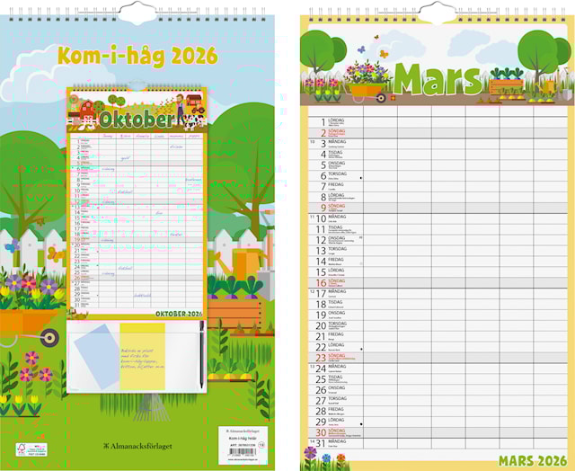 Produktbild 3 för Familjekalender Kom-i-håg Helår 2026 Almanacksförlaget