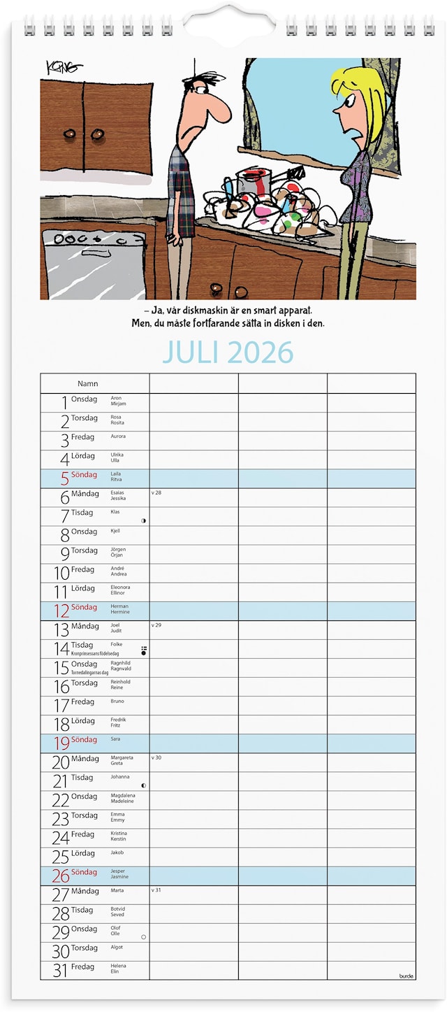 Produktbild 2 för Familjekalender 2026 Parkalendern 190x430 mm Burde