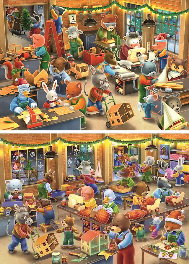 Produktbild 2 för Christmas Toy Factory Pussel 2x12 Bitar Ravensburger