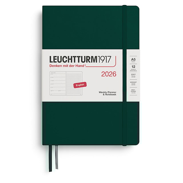 Weekly Planner & Notebook Dotted 2026 A5 Hard Forest Green Leuchtturm1917