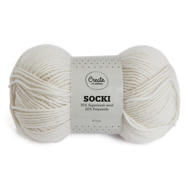 Socki Lanka Yksivärinen Villasekoitus 100 g White A027 Adlibris