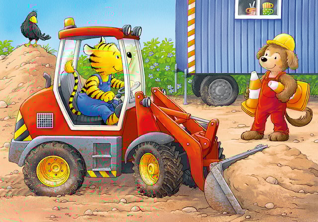 Produktbild 4 för Construction Site Animals Pussel 2/4/6/8 bitar, Ravensburger