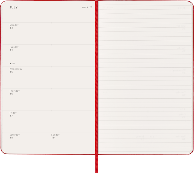 Tuotekuva 4 - Kalenteri 2026 Classic Hard 12M Week Note Large Punainen Moleskine