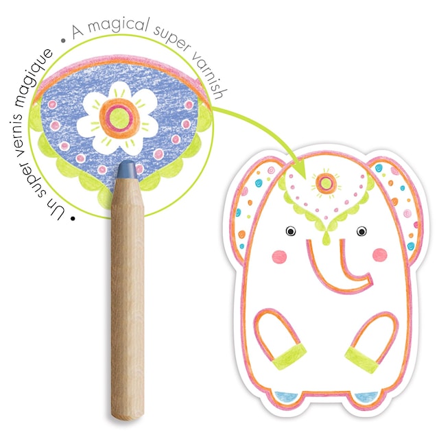 Produktbilde 2 for Fargeleggingssett Dyrevenner med grepvennlig blyant 12-pakning Djeco