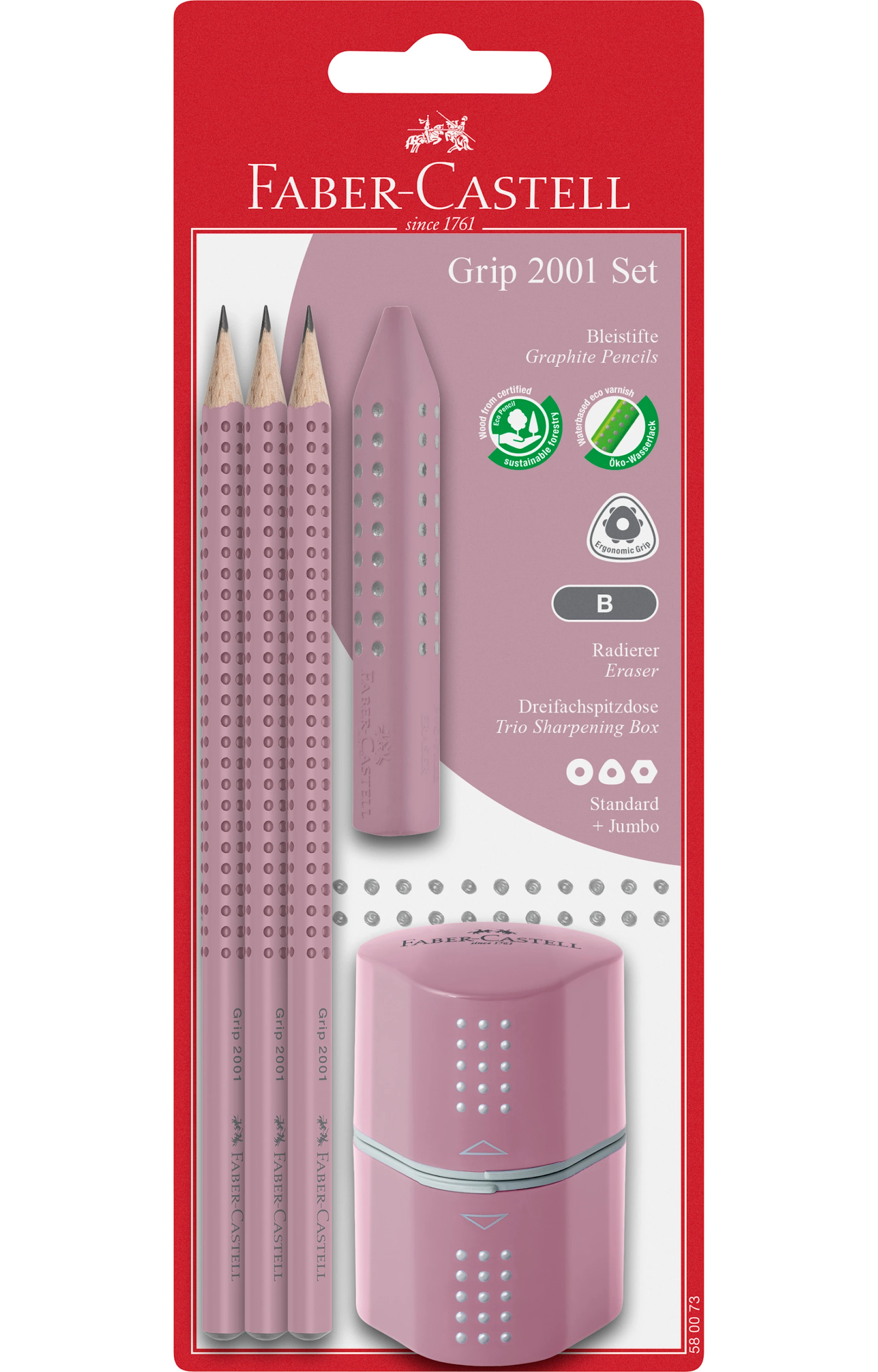 Produktbilde for Skrivesett Grip 2001 Rose Shadows Faber-Castell
