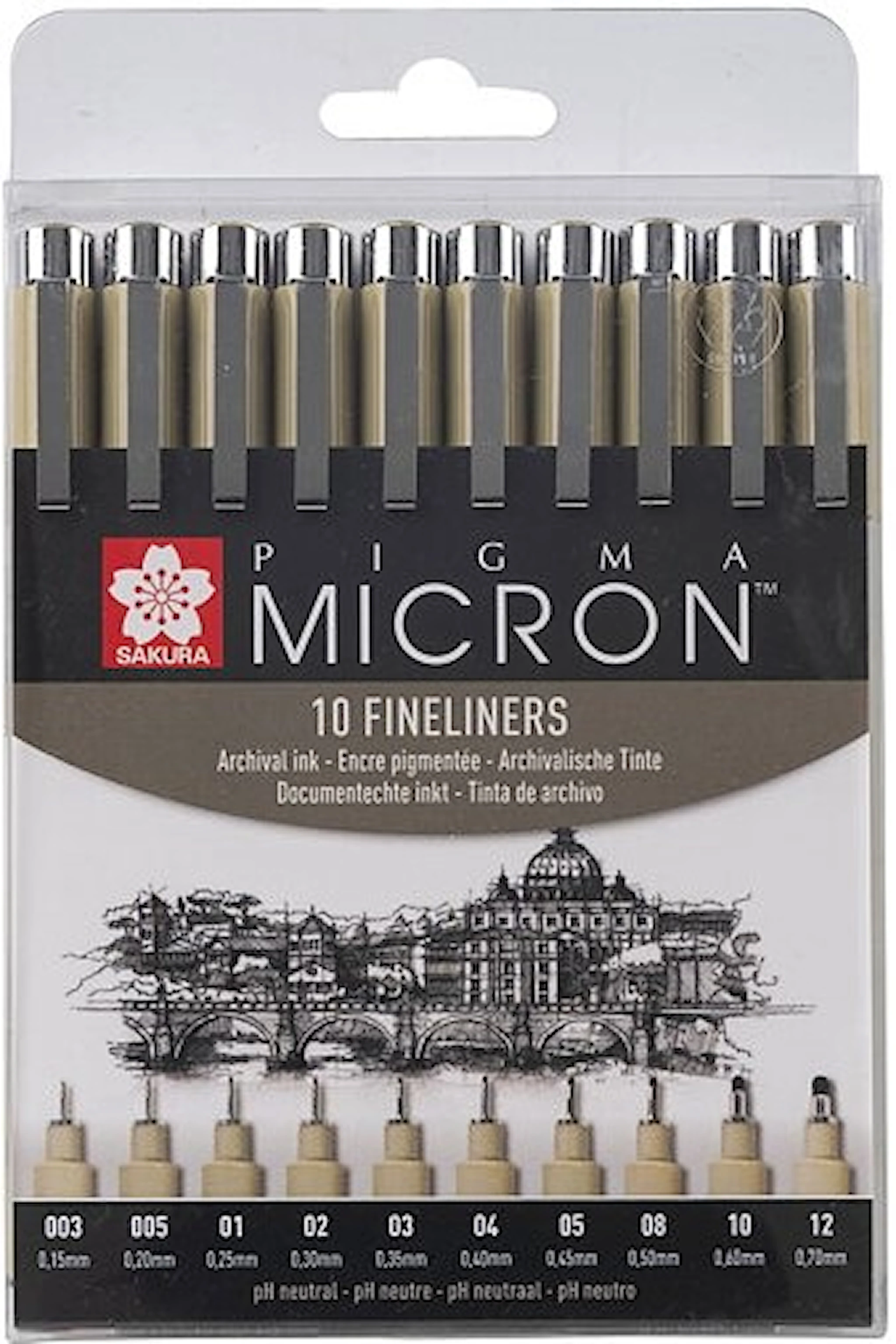 Produktbilde for Sakura Pigma Micron Fineliner Svart 10-sett