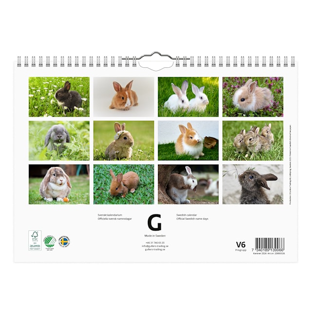 Produktbild 3 för Väggkalender Kaniner Small 2026