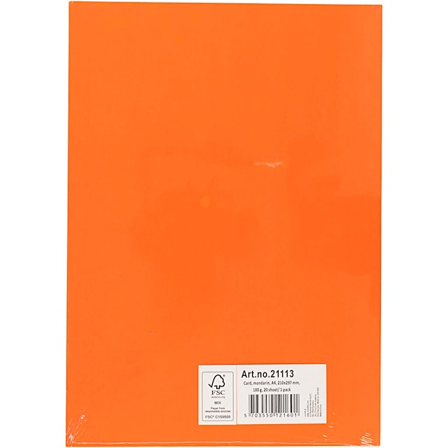 Produktbilde 3 for Kulørt kartong, A4 210x297 mm, 180 g, 20 ark, mandarin