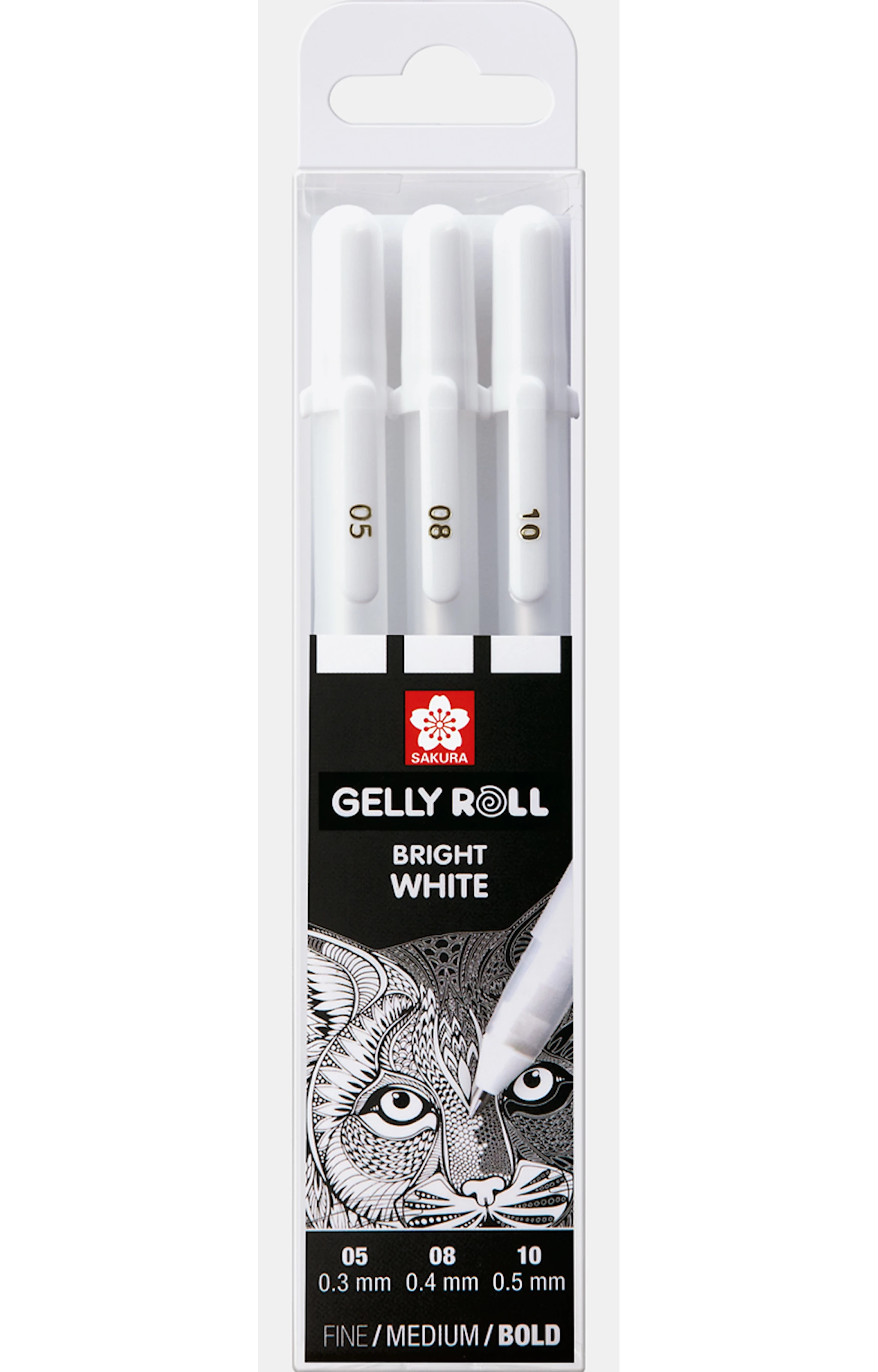 Tuotekuva ille Sakura Basic Set 3 Valkoisia Geelikyniä Hieno/Keski/Paksu