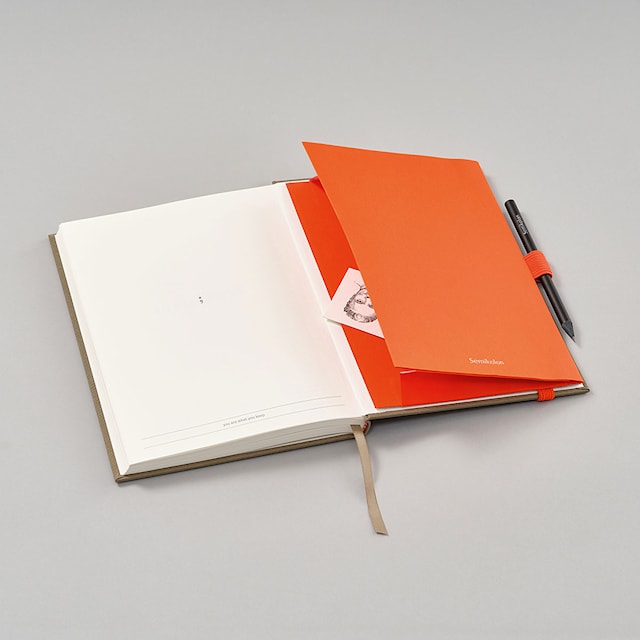 Produktbilde 5 for Oppbevaringslomme med elastisk bånd og pennholder - Patch Pocket Orange Semikolon