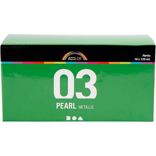 Produktbilde 2 for Akrylmaling Metallic, metallisk, ass. farger, 10x120 ml/ 1 pk.