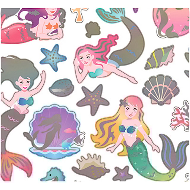 Produktbild 2 för Klistermärken, sjöjungfru, ark 15x16,5 cm, ca. 32 st., 1 ark
