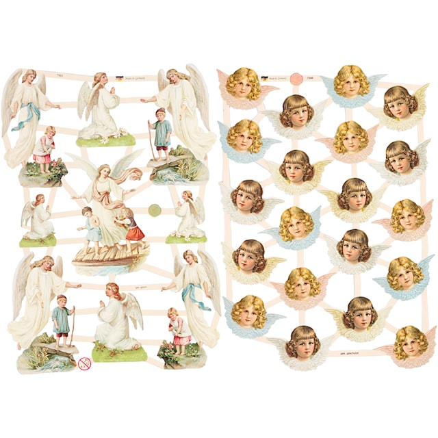 Produktbilde 1 for Glansbilder, nostalgiske engler, ark 16,5x23,5 cm, 2 ark/ 1 pk.