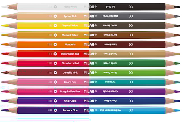 Produktbild 2 för 12 triangulära dubbelsidiga färgpennor MILAN