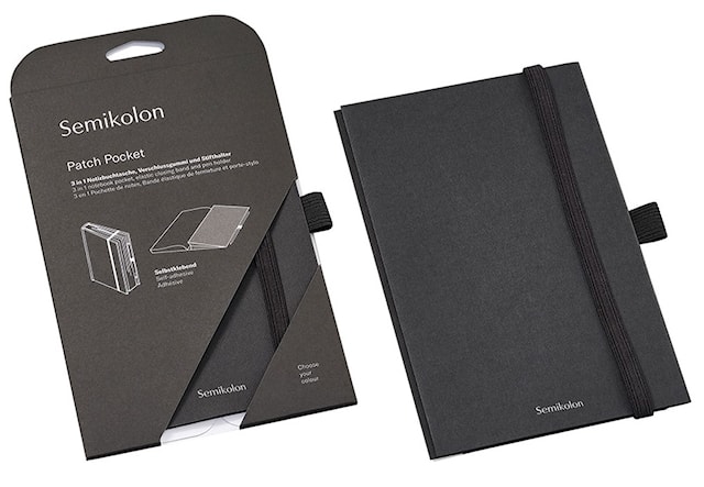 Produktbilde 3 for Oppbevaringslomme med elastisk bånd og pennholder - Patch Pocket Black Semikolon