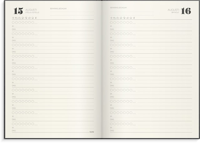 Produktbilde 2 for 10-årsdagbok Linnetekstil Mørkegrå, Burde