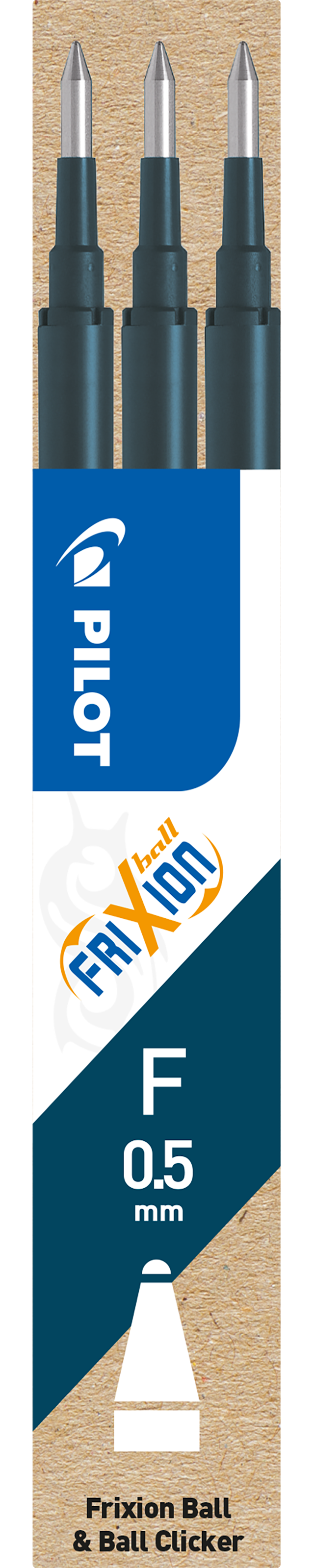 Produktbild 1 för Refill Frixion Ball Clicker 0,5 Blåsvart 3-p, Pilot