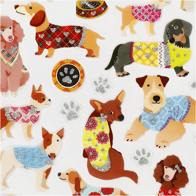 Produktbilde 3 for Klistremerker, hund, ark 15x16,5 cm, 1 ark