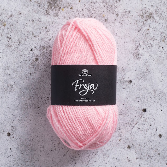 Freja Garn Akryl 50 g rosa 42 Svarta Fåret