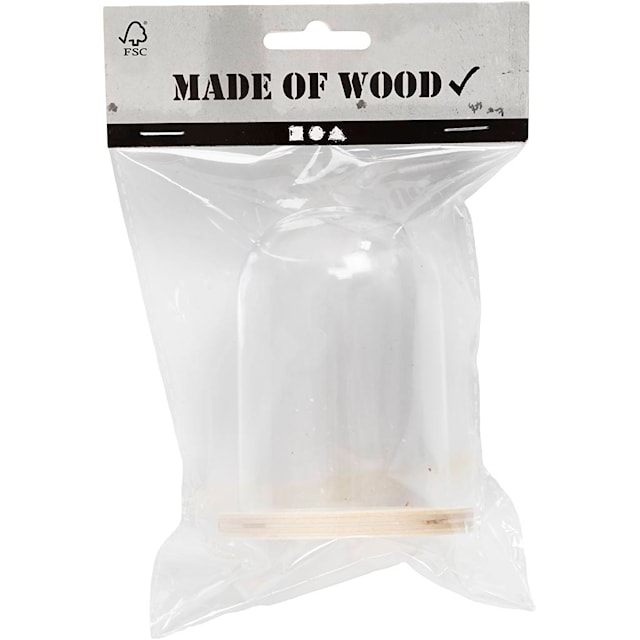 Produktbilde 2 for Klokke på tresokkel, H: 9,5 cm, dia. 6 cm, hullstr. 3 mm, 1 stk.