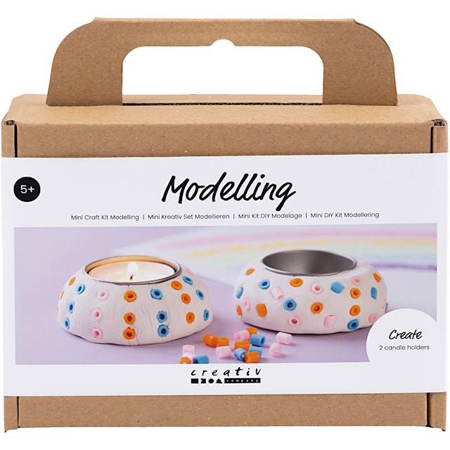 Produktbilde 1 for Mini DIY Kit Modellering, Lysestaker, hvit, 1 pk.
