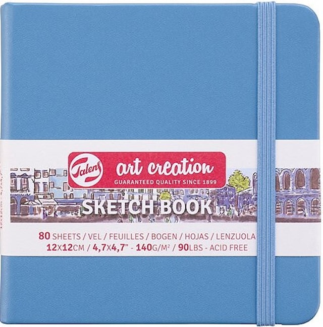 Produktbild 1 för Skissbok Lake Blue 12x12 cm 140g 80 creme vita sidor Talens Art Creation