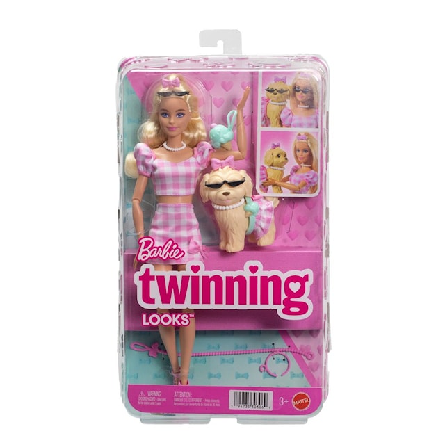 Tuotekuva 5 - Barbie Twinning Looks -nukke ja lemmikki Pink