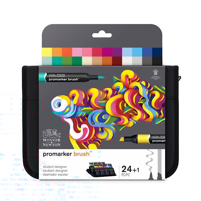 Produktbilde 2 for BrushMarker Markør Penn "Student Designer"  sett 24 i en praktisk pose Winsor & Newton