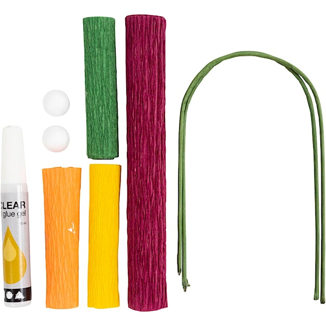 Produktbilde 2 for Mini DIY Kit Kreppapir, Valmuer, Strekk-/krep: 180%, 105 g, 1 pk.