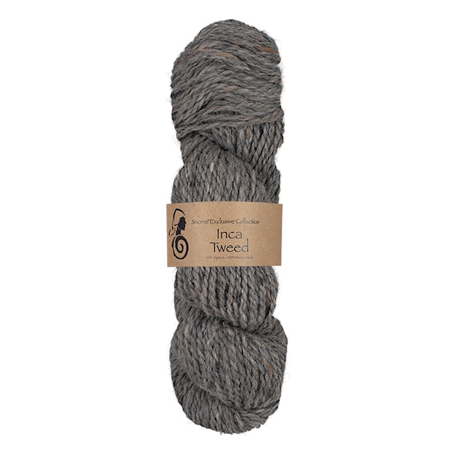 Inca Tweed alpakka, villa 50 g Tummanharmaa 117, Viking Snorre
